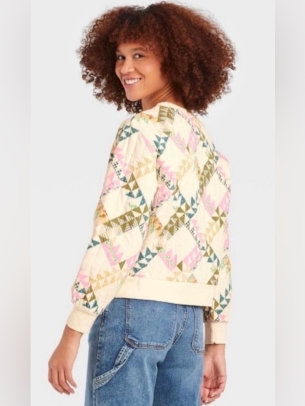 Universal Thread Quilted Sweatshirt Cottagecore Patchwork Crewneck Size M